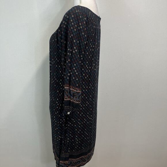 Lucky Brand Dress size Small Black Red Blue Floral Boho Peasant Prairie Knee - Picture 8 of 10